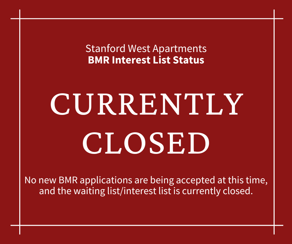 Stanford West Apartments Below Market Rate Interest List Currently Closed